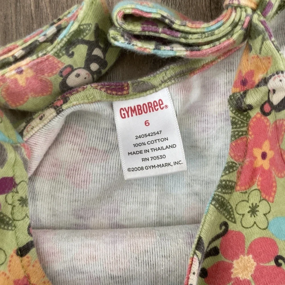 Gymboree Girls Vintage Y2K Monkey & Floral Print Sun Dress (6)